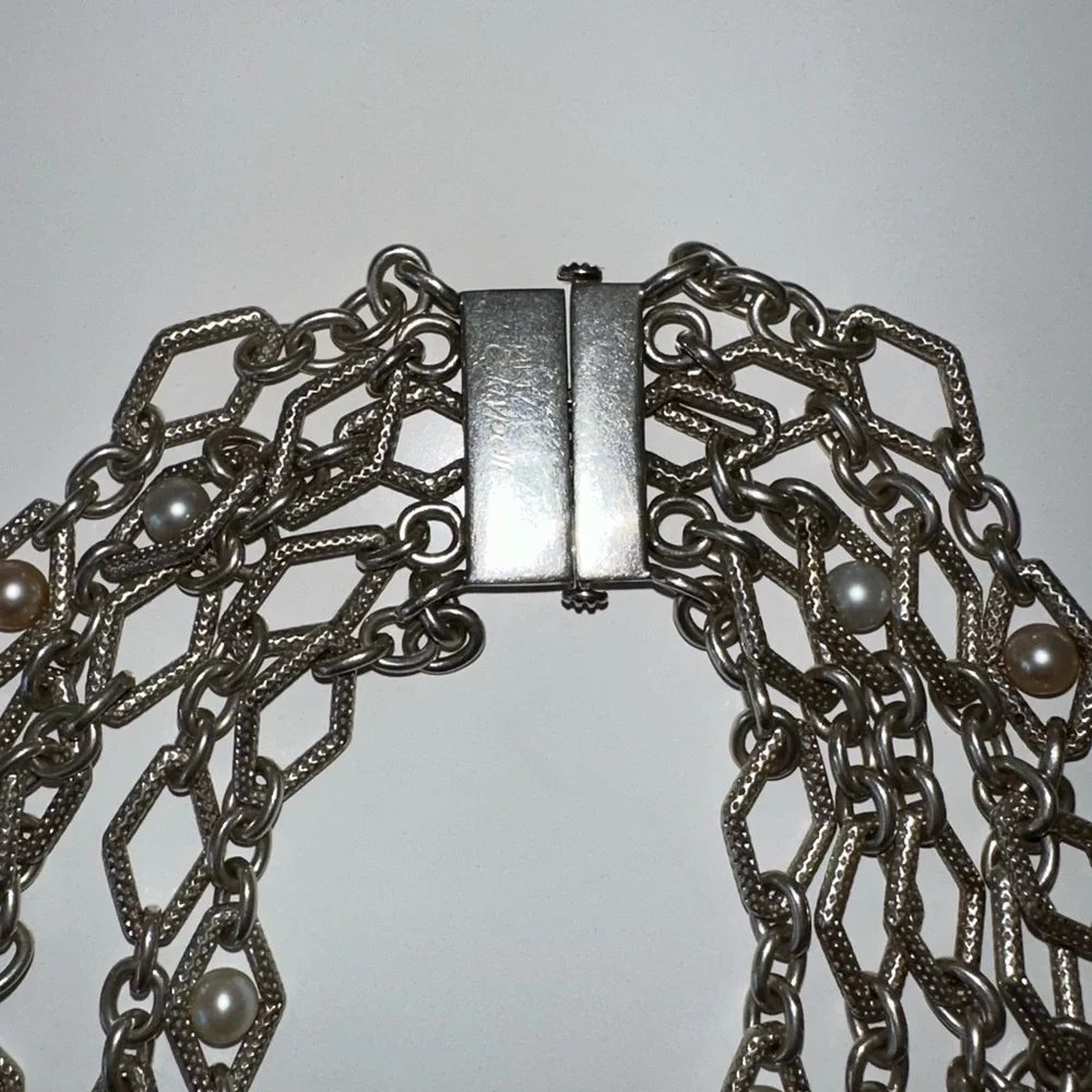 Charles Krypell sterling silver necklace with 14 karat and pearl accents - Picture 8 of 10